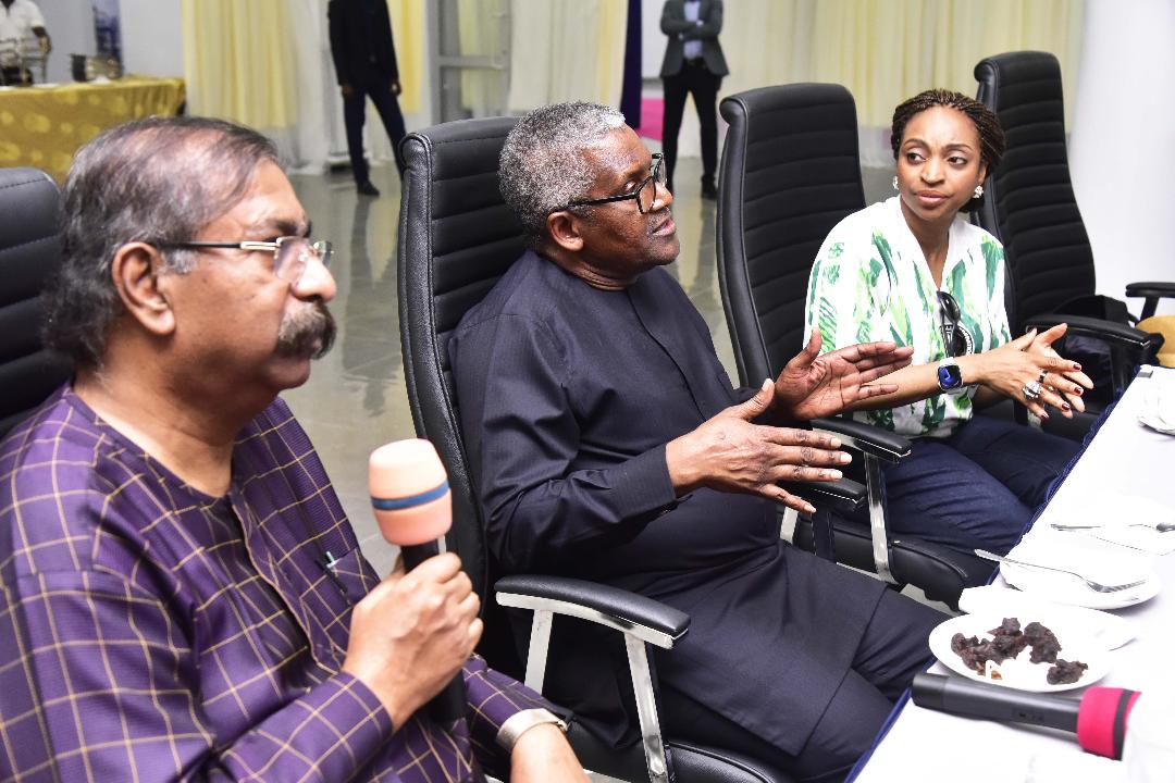 L-R, Managing Director / CEO, Dangote Fertiliser limited, Vishwajit Sinha; chief executive officer of Independent Project Monitoring Company Limited (IPMC), Robert Ade-Odiachi; President / CE, Dangote Industries Ltd, Aliko Dangote; Minister of Industry, Trade, and Investment, Dr. Jumoke Oduwole; Vice President, Oil and Gas, Dangote Industries Limited, Devakumar Edwin; During the Minister Visit to Dangote petroleum Refinery and fertiliser plant Lekki Lagos on Saturday July 26, 2025.