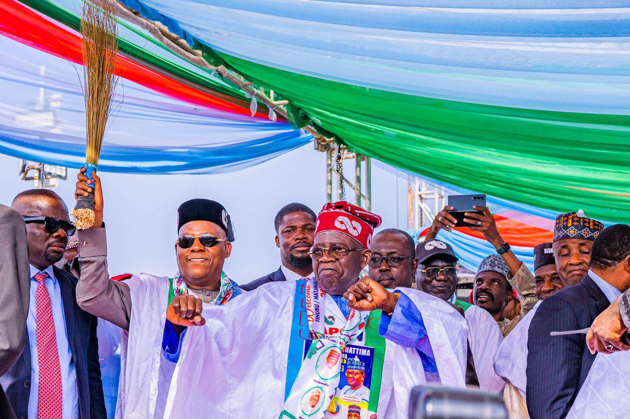 File photo. President Bola Tinubu at an APC rally