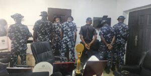 File. Nigerian policemen not facing camera