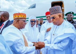 Former VP Sambo welcoming VP Shettima