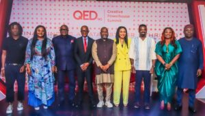 Mr Olumide Iyanda, founder and CEO, Mighty Media, fourth left, flanked by guests