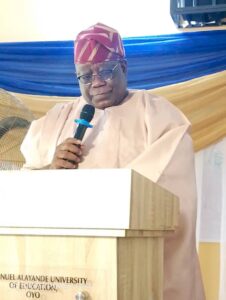 Professor Olaopa delivering the 2nd Distinguished Personality Lecture of the Emmanuel Alayande University of Education