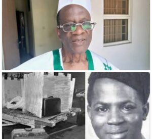 Ishyaku Ibrahim, top, and Umaru Dikko and his crate