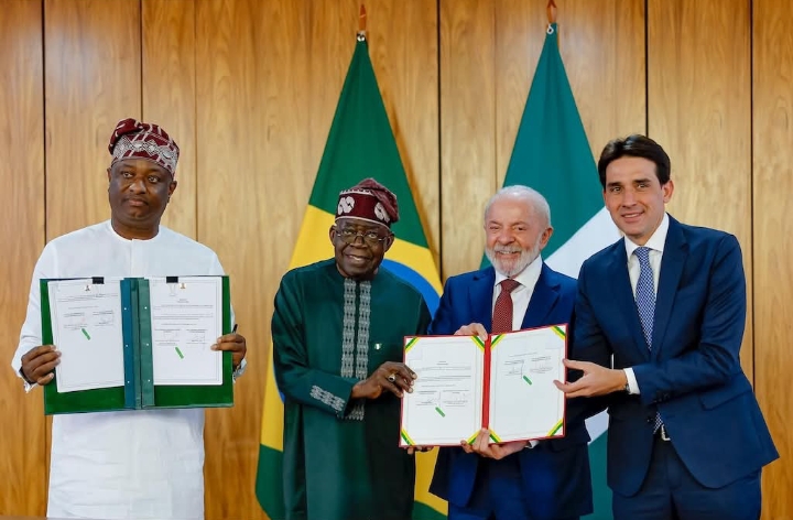 Presidents Lula, Tinubu, Keyamo and his Brazilian counterpart during witnessed the signing of agreements and MOUs at the Palácio do Planalto in Brasília.