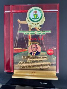The award plaque
