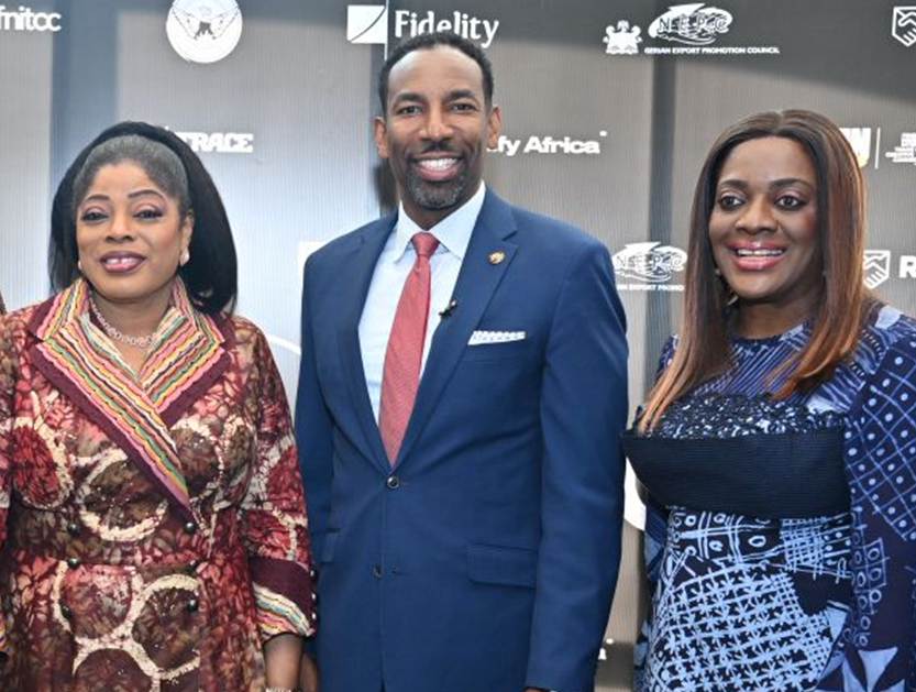 L – R: Managing Director/Chief Executive Officer, Fidelity Bank Plc, Dr. Nneka Onyeali-Ikpe,OON; Mayor of Atlanta, Georgia, Andre Dickens; and Executive Director, South, Fidelity Bank Plc, Mrs. Pamela Shodipo at the 2025 Fidelity Nigeria International Trade and Creative Connect (FNITCC) held in Atlanta, Georgia over the weekend.