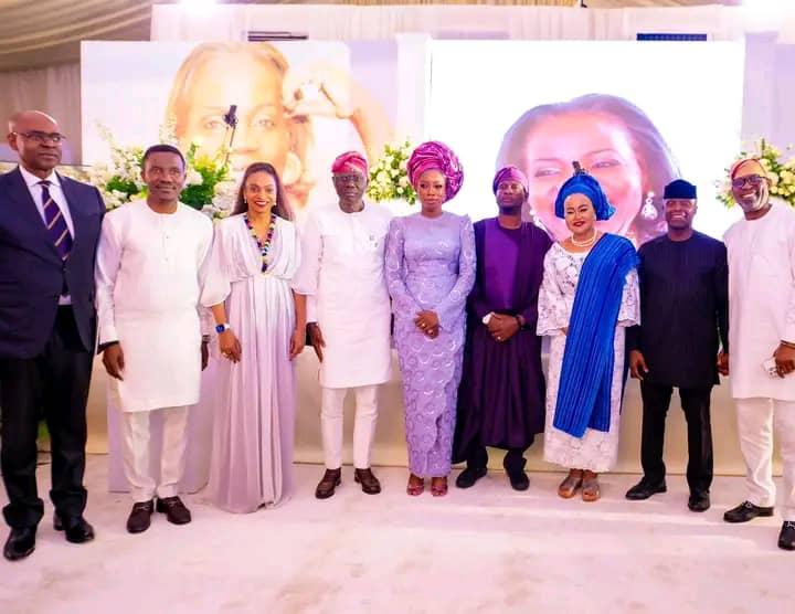 Fourth from left, Governor Babajide Sanwo-Olu followed by Doyinsola Abiola and her husband, Bamise