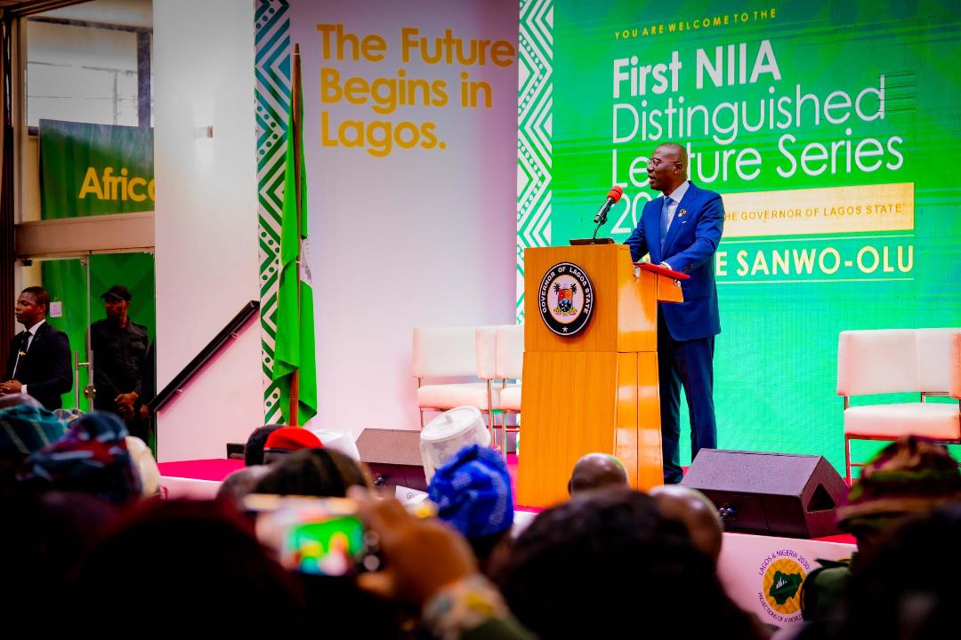 Governor of Lagos State, Mr. Babajide Sanwo-Olu, delivering his speech during the Inaugural 2025 NIIA Distinguished Lecture Series, themed “Lagos and Nigeria 2030: Projections of a World Power,” held at the NIIA Main Auditorium, Victoria Island, on Tuesday, September 15,2025.