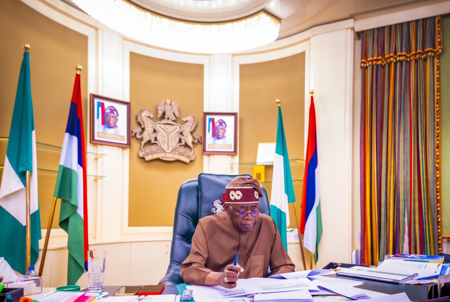 President Bola Tinubu inside his Aso Rock Office