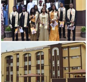 Top photo: graduating students with the Education Director, Mrs Banjo Falore and some teachers (back row). Boom photo: Mind Builders School