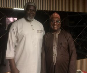 President Boakai’s Special Envoy on Tourism, Office of the President, Amb Chris Hayes Onanuga, with Abubakar Hashim, in his office yesterday in Monrovia