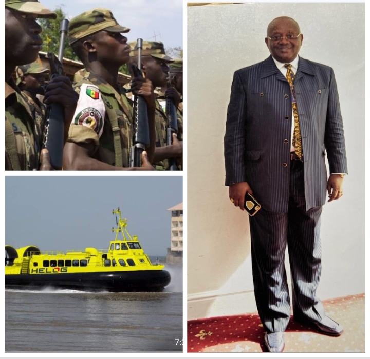 Chief Tony Chinyere, hos hovercraft, below left, used ECOMOG soldiers, bottom right.