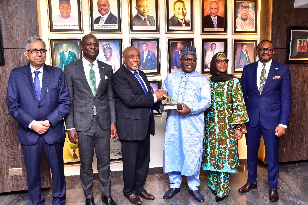 L-R: Group Managing Director/CEO, Dangote Cement Plc, Arvind Pathak; Group Managing Director/CEO, NGX, Temi Popoola; Chairman, Dangote Cement Plc, Emmanuel Ikazoboh; Group Chairman, NGX Group, Alhaji (Dr.) Umaru Kwairanga; Board Member, Dangote Cement Plc, Mariya Dangote; CEO NGX, Jude Chiemeka; during the introduction of the Dangote Cement Plc new Board Chairman and Directors to the floor of the NGX Stock Exchange, Lagos on Wednesday 10th September, 2025