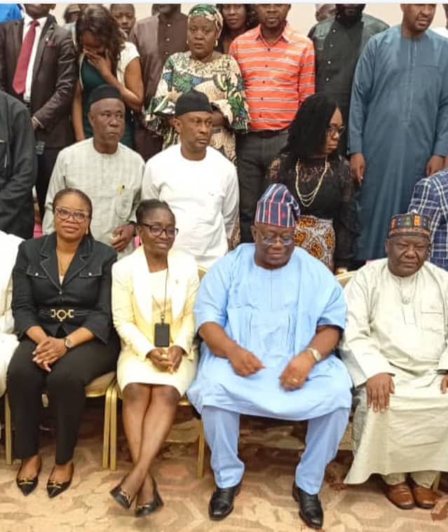 Prof. Tunji Olaopa ( third, left), with a representative of the Chief of Staff to the President, Omolola Badru (left), the representative of the Head of the Civil Service of the Federation, Dr Deborah Odo and the Director -General of the Bureau of Public Service Reform, Dr Dasuki Ibrahim Arabi at the event in Abuja on Monday.