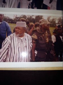Rebel leader, late Foday Sankoh, on the left, with some of his rebel fighters, about to embark onto the helicopter to negotiate peace in the region