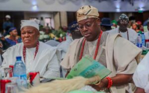 Oniru of Iruland, His Royal Majesty, Oba Abdulwasiu Omogbolahan Lawal, Abisogun, and the white cap chiefs, at Àríyá Èkó Independence Music Festival, held on Sunday, October 5th, 2025 in Lagos