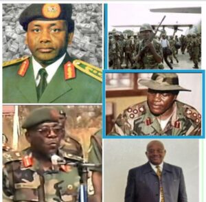 Clockwise from top left. General Abacha, ECOMOG soldiers, General Khobe, Chief Tony Chinyere and General Malu