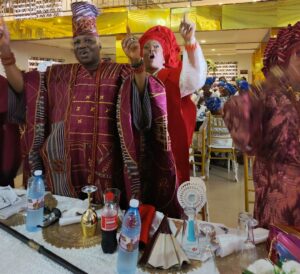 Asiwaju Fasuyi and his jewel, Dr Olubisi, singing praises to God during the concert