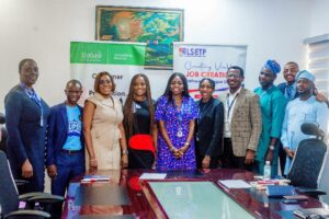 (L–R): Olufunso Olodo, Head, Legal Unit, Lagos State Employment Trust Fund (LSETF); Tobiloba Makinde, 3rd Party Partnership Manager, Ecobank Nigeria; Oyeronke Ibidapo-Obe, Head, Agency Banking & 3rd Party Partnership, Ecobank Nigeria; Omoboye Odu, Head, SME, Ecobank Nigeria; Feyisayo Alayande, Executive Secretary, LSETF; Oyindamola Egbeyemi, Director, Programmes and Coordination, LSETF; Adewumi Oni, Director, Finance and Corporate Services, LSETF; Yusuf Akanbi, Head, Internal Audit, LSETF; Peter Ayobami Okanola, Head, Special Projects, LSETF; and Michael Adebanjo, Funding and Partnerships Officer, LSETF at the signing of MOU between Ecobank Nigeria and LSETF to empower MSMEs across Lagos state.