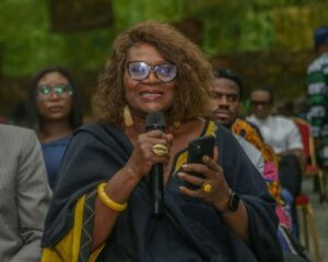 Yemisi Kuti, speaking at Felabration Symposium Water No Get Enemy, held on Monday 13 October, 2025 at NECA Hall Alausa, Ikeja, Lagos.