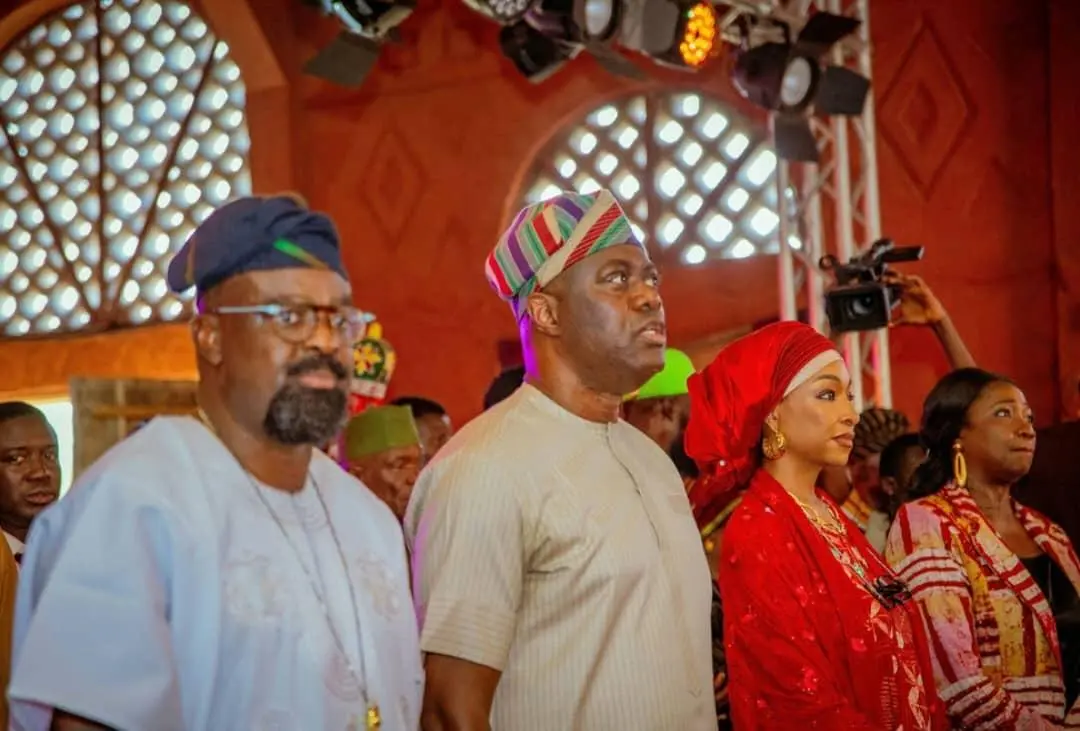 Kunle Afolayan, left and Governor Seyi Makinde during the official opening of the film vllage earky this year