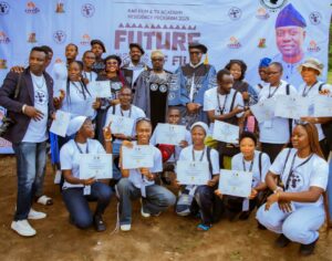 Kunle Afolayan with the graduating students