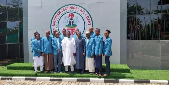 DG TAC, Dr Yusuf Yakub, center, with Amb Zakari Usman, Director, Program, with TAC Professors and Doctors, deployed last Tuesday to Sierra Leone