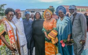 Tomike Layi-Babatunde, flanked by Barrister Bimbola Salu Hundeyin, Mr & Mrs Layi Babatunde, SAN and other guests