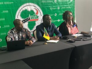 ARMFA President, Essale, center, NRF boss, Wento, right and Secretary, ARMFA, Dr Dallatu on the left