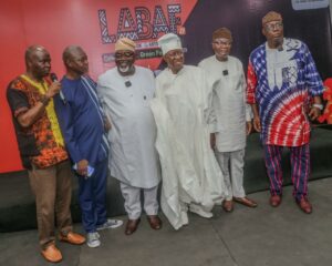 From left, Jahman Anikulap,Toyin Akinosho, Abdul Oroh, Chief Kayode Aderinokun, Kunle Ajibade and Babafemi Ojudu