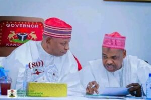 Governor Abba Kabir Yusuf of Kano state and the state Commissioner for Health, Dr. Abubakar Labaran Yusuf