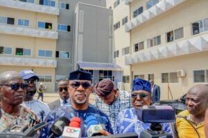 Governor Abiodun during the inspection of the level of work done at the hospital which was built but not completed by the immediate past administration.