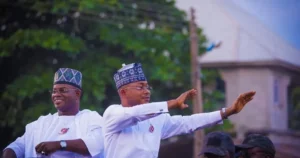 Governor Usman Ododo, right, and Yahaya Bello