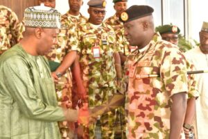 Governor Zulum and Lieutenant General Waidi Shaibu