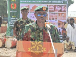 Lieutenant General Waidi Shaibu delivering his speech
