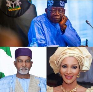 President Bola Tinubu, top, Tuggar, bottom left and Bianca Ojukwu