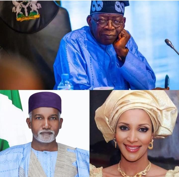 President Bola Tinubu, top, Tuggar, bottom left and Bianca Ojukwu