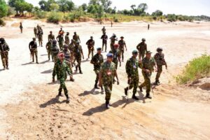 The GOC, Major General Abubakar Sadiq Muhammed Wase, and other officers during the tour