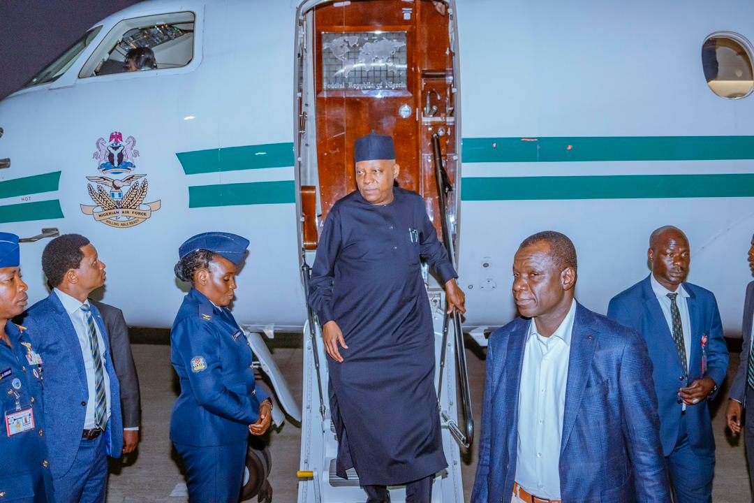 Shettima Returns to Abuja After Engagements at G20, AU–EU Summits in South Africa, Angola