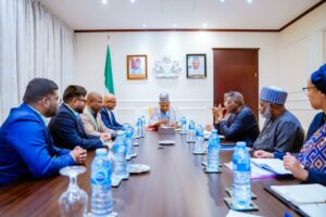VP Shettima, when he received, on a courtesy visit to the Presidential Villa, a delegation from the ETG led by its Global Chief Operating Officer, Mr Niren Murugan.