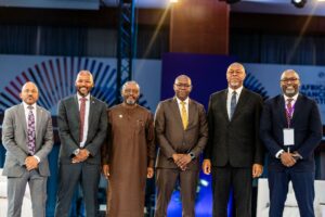 L-R: John-Bosco Sebabi, Deputy CEO PAPSS; Naco Bolote, Head of International Remittance & Payments for African Subsidiaries, Access Bank Plc; Gabriel Edgar, Chairman and Group CEO Oakwood Green Africa; Vincent Chuunga, COO Zambia National Commercial Bank (Zanaco); Mike Ogbalu, CEO PAPSS; and Obi Ejimofo, Head of Commercialization PAPSS at the inaugural Pan-African Payment and Settlement System (PAPSS) COWRY 2025 Participants Forum, held in Lagos, Nigeria, recently.