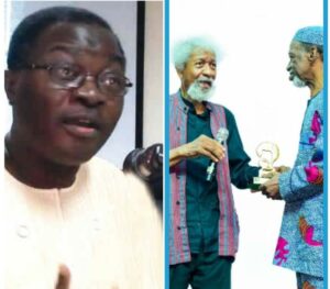From left, Kunle Ajibade, Wole Soyinka and Odia Ofeimun