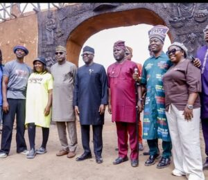 From left, Lateef Adedimeji, his wife, Mosun, Governor Oyebanji, Wale Ojo Lanre and others