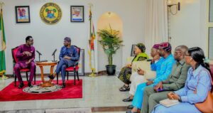 L-R: Founder/Chairman, Most Influential People of African Descent (MIPAD), Mr. Kamil Olufowobi; Governor of Lagos State, Mr. Babajide Sanwo-Olu; Secretary to the State Government, Mrs ‘Bimbola Salu-Hundeyin; Deputy Chief of Staff, Mr. Sam Egube; Commissioner for Information & Strategy, Mr. Gbenga Omotoso; Special Adviser to the Governor on Blue Economy, Oluwadamilola Emmanuel and his counterpart on Public-Private Partnerships (PPP), Mrs. Bukola Odoe, during a courtesy visit of MIPAD to the Governor at Lagos House, Marina on Thursday, December 18, 2025.