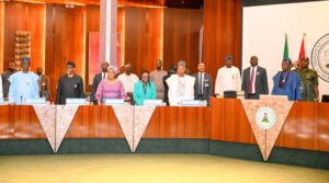President Tinubu and others at the opening of the Federal Executive Council (FEC) meeting in the State House Council Chamber