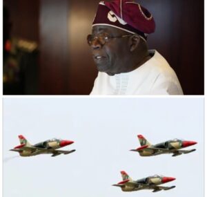 President Bola Tinubu and Nigeria Airforce fighter jets