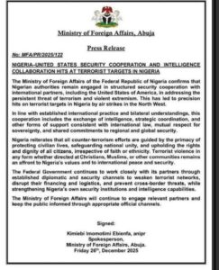 Statement by Min of External Affairs