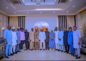 Governor Aiyedatiwa and the visiting House of Reps members from Ondo State