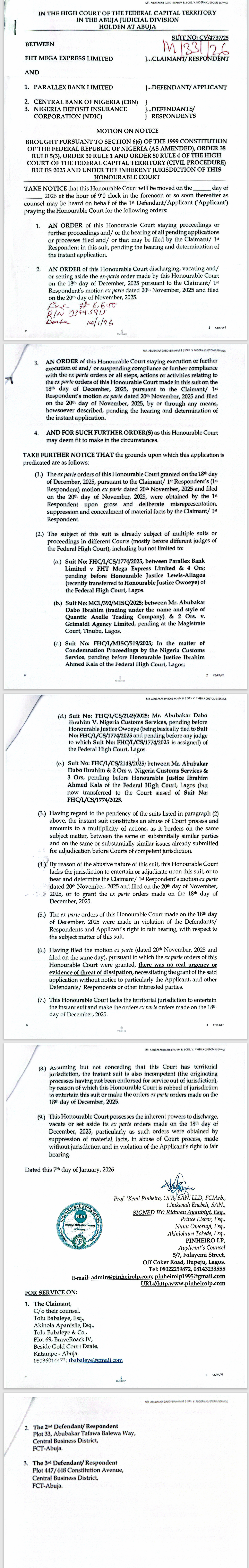 One of the court papers