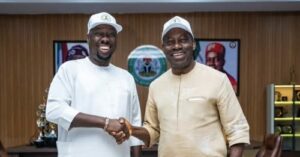 Soludo with Obi Cubana, south-east director of the City Boys Movement (CBM). Credit: reubenabati.com